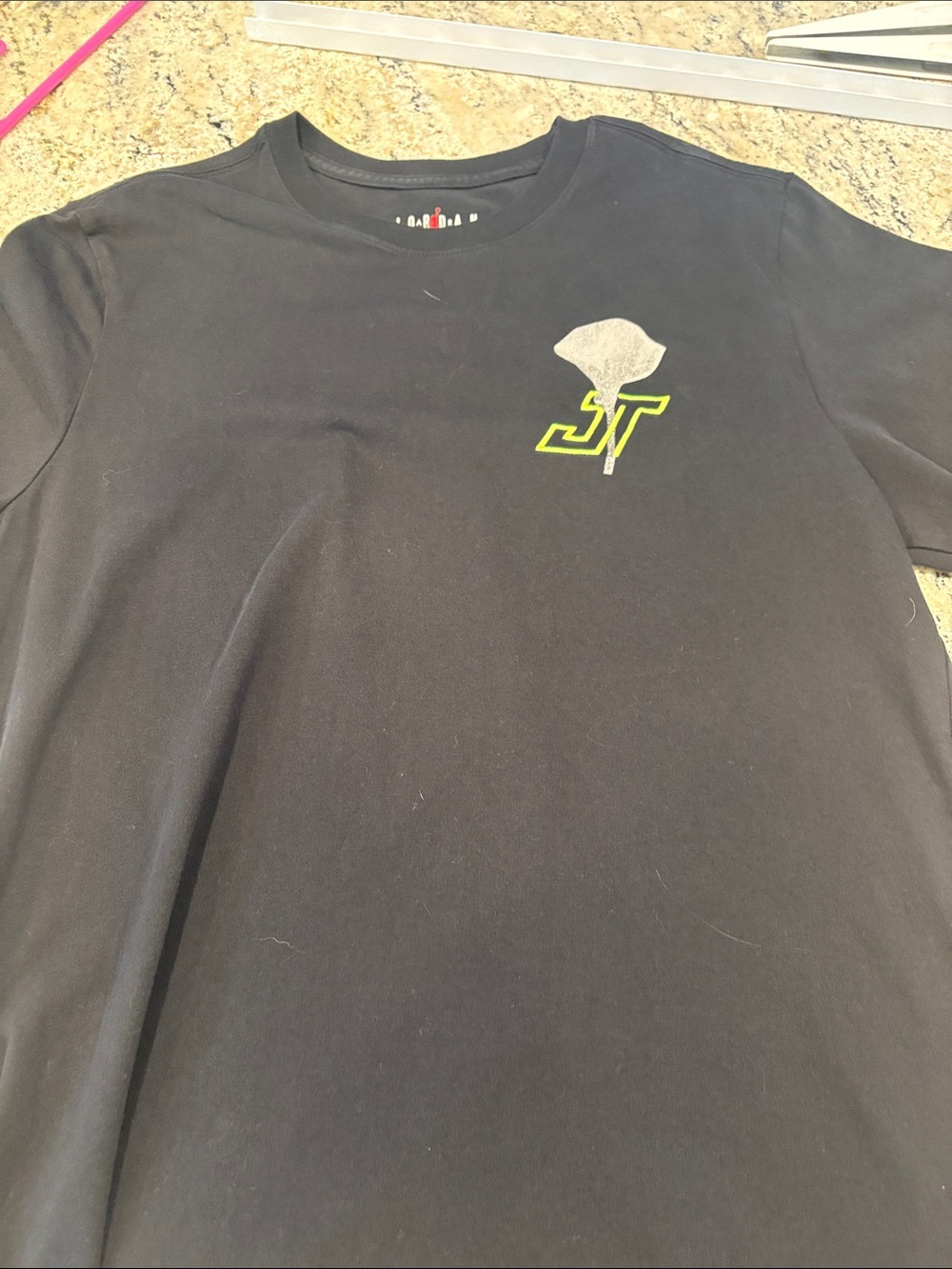 Men's Jordan JT  Black Graphic Short-Sleeve Tee - Neon Accent
